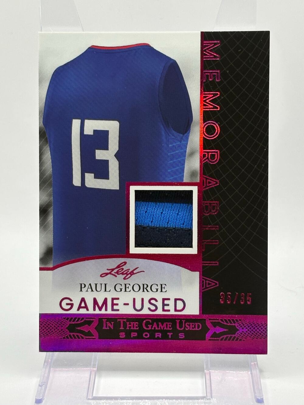 2024 Leaf In The Game Used Paul George Jersey Patch 35/35 SP Philadelphia 76ers